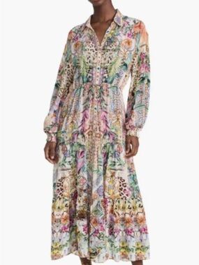 Camilla Multicolor Floral and Animal-Print Long Sleeve Maxi Dress